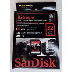 Sealed SanDisk Extreme 32GB UHS-I SDHC 45MB/s Class 10 Memory Card - SDSDX-032G